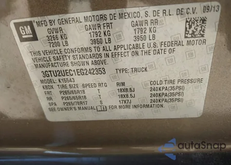 2014 GMC Sierra 1500 Sle z USA, uszkodzony, nr VIN 3GTU2UEC1EG242353